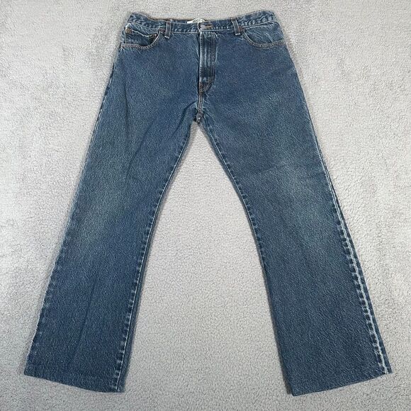 Vtg Levis Jeans Mens 36x32‎ (Fits 34x30) 517 Bootcut Denim Y2K Fade Blue Hemmed - Picture 1 of 11
